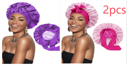 Double-layer Satin Ribbon Round Cap Bow Artificial Silk Beauty Hair Care Wide-brimmed Hat b38e75ae 109e 46cb 88f3 c2aa2f88352