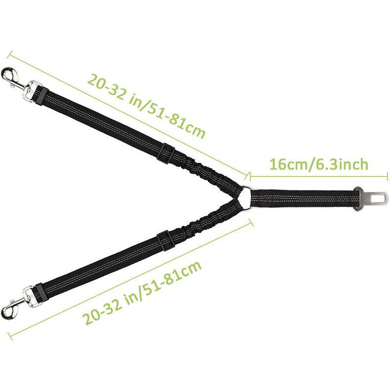 Pet Car Seat Belt Double-ended Traction Rope One For Two b39c3a34 cfeb 45a8 9526 10cab2c1a6d4
