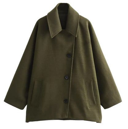 Winter Wool Blend Short Batwing Sleeve Woolen Overcoat Coat b39e11bd bb0e 489a 9a43 ad51db89ed3b