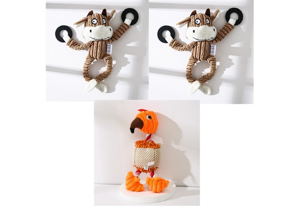 Pet Toy Donkey Shape Corduroy Chew Toy For Dogs Puppy Squeaker Squeaky Plush Bone Molar Dog Toy Pet Training Dog b3fec23d fa9