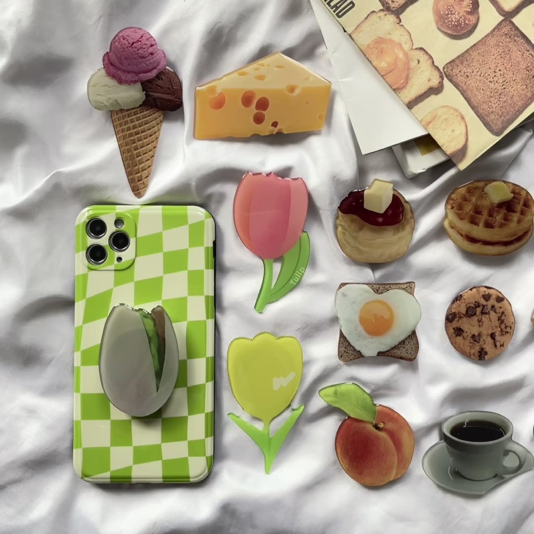 Simulation Muffin Toast Cake Epoxy Lazy Desktop Retractable Mobile Phone Holder - 图片 1