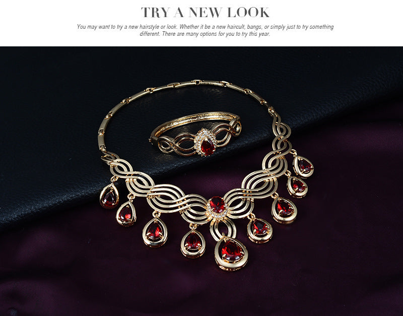Set Jewelry Fashion Gems Necklace And Earrings Alloy Jewelry b44e8936 7aba 480e ab19 ecff167f9d3b