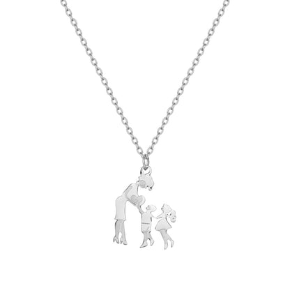 Stainless Steel Mother And Children Necklace Love Mom Son Daughter Pendant Necklace Family Gifts b457c35c 9ade 4f42 ba53 a530