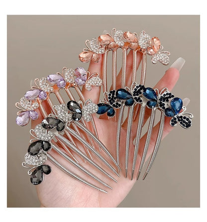 Rhinestone Butterfly Insert Comb For Updo Barrettes