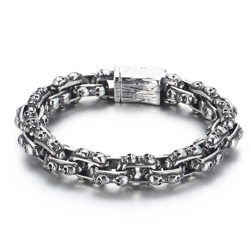 Old Punk Skull Titanium Steel Men's Bracelet b4642cc5 8dfd 47ee 804e 609dc62f78cd