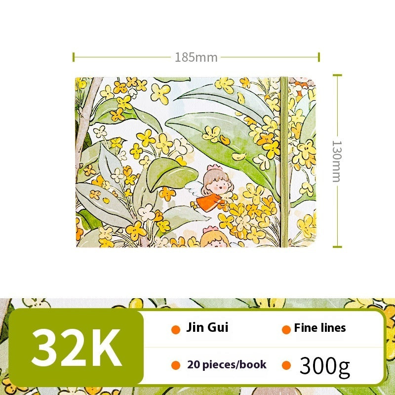 Feiluniao Watercolor Notebook Fabric Handmade Mini Portable Portable Character Sketch Hand Painted Graffiti Drawing Book - 图片 22