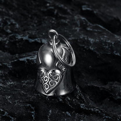 European And American Retro Biker's Style Domineering Angel Wings Love Bell Stainless Steel Bell Pendant b493d6eb 7f0a 4f3d a