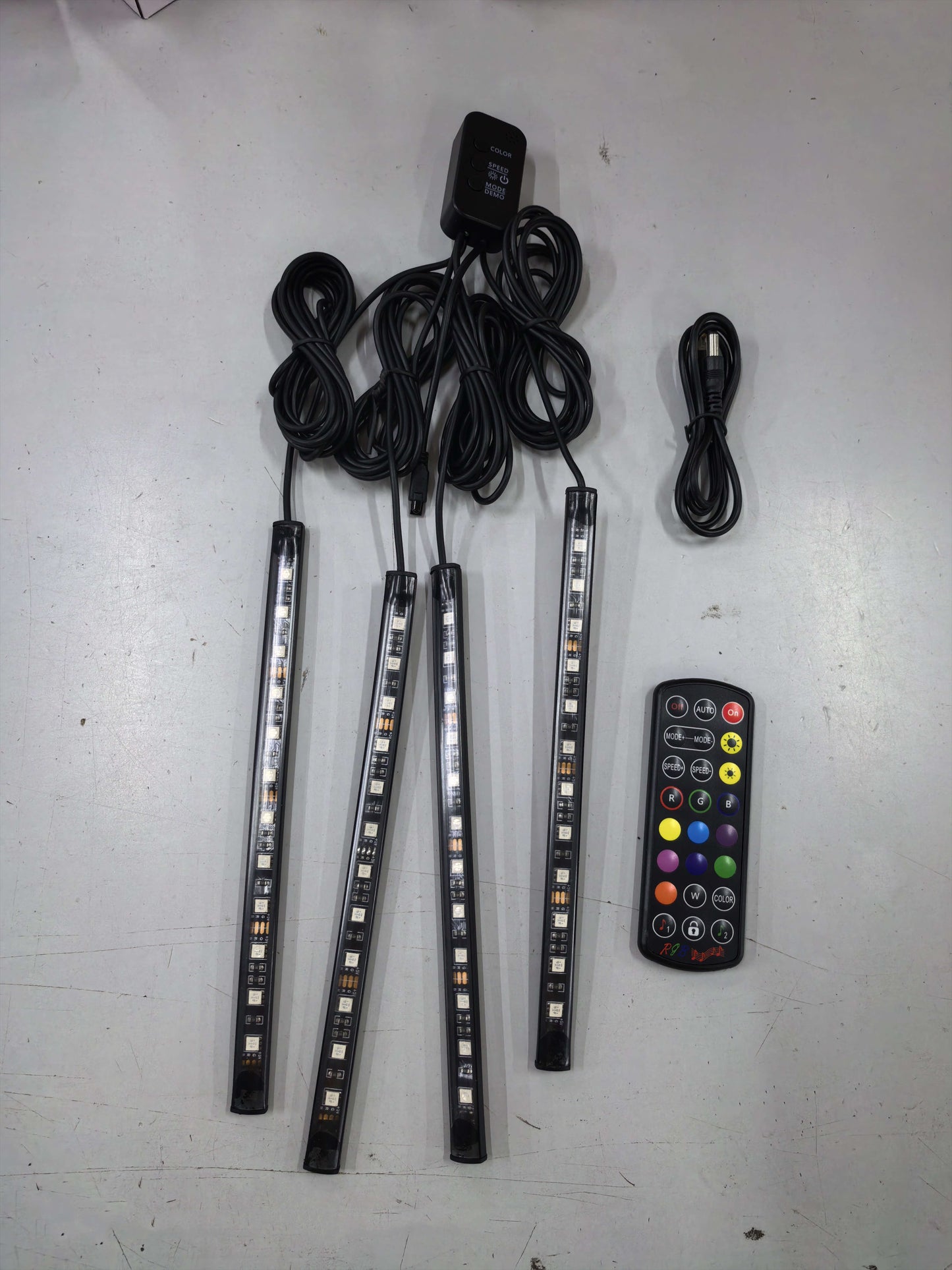 Car sole atmosphere lamp 5VUSB12V car charging atmosphere lamp one for four music sound control interior lights b4943dac b7be