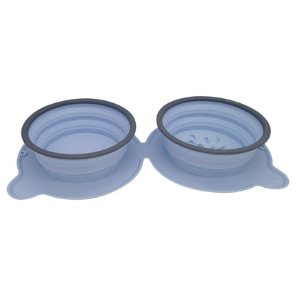 Portable Silicone Double Dog Food Bowls Foldable Non-Slip Cat Bowl Pet Travel Anti-Choking Feeding Bowl Outdoor b4b557d0 4335