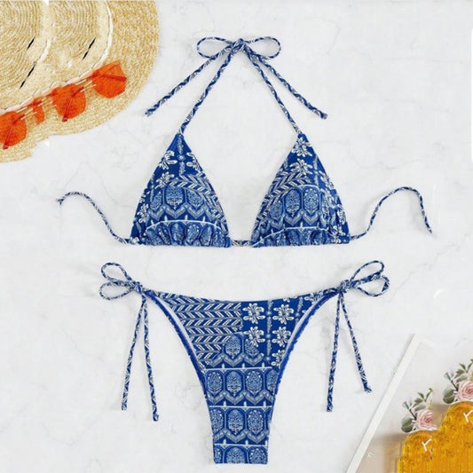 Split Bikini Printing Stitching Bandage Swimsuit b4c2abf8 26c6 44d4 a36b 78777f328baa