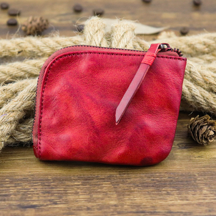 Textured Wear-resistant Genuine Leather Vintage Unisex Mini Purse b4cb4b73 4f04 4e6f 8e1e 91b84b746a8b