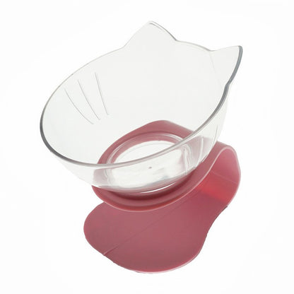 Non Slip Double Cat Bowl With Raised Stand Pet Food Cat Feeder Protect Cervical Vertebra Dog Bowl Transparent Pet Products b4