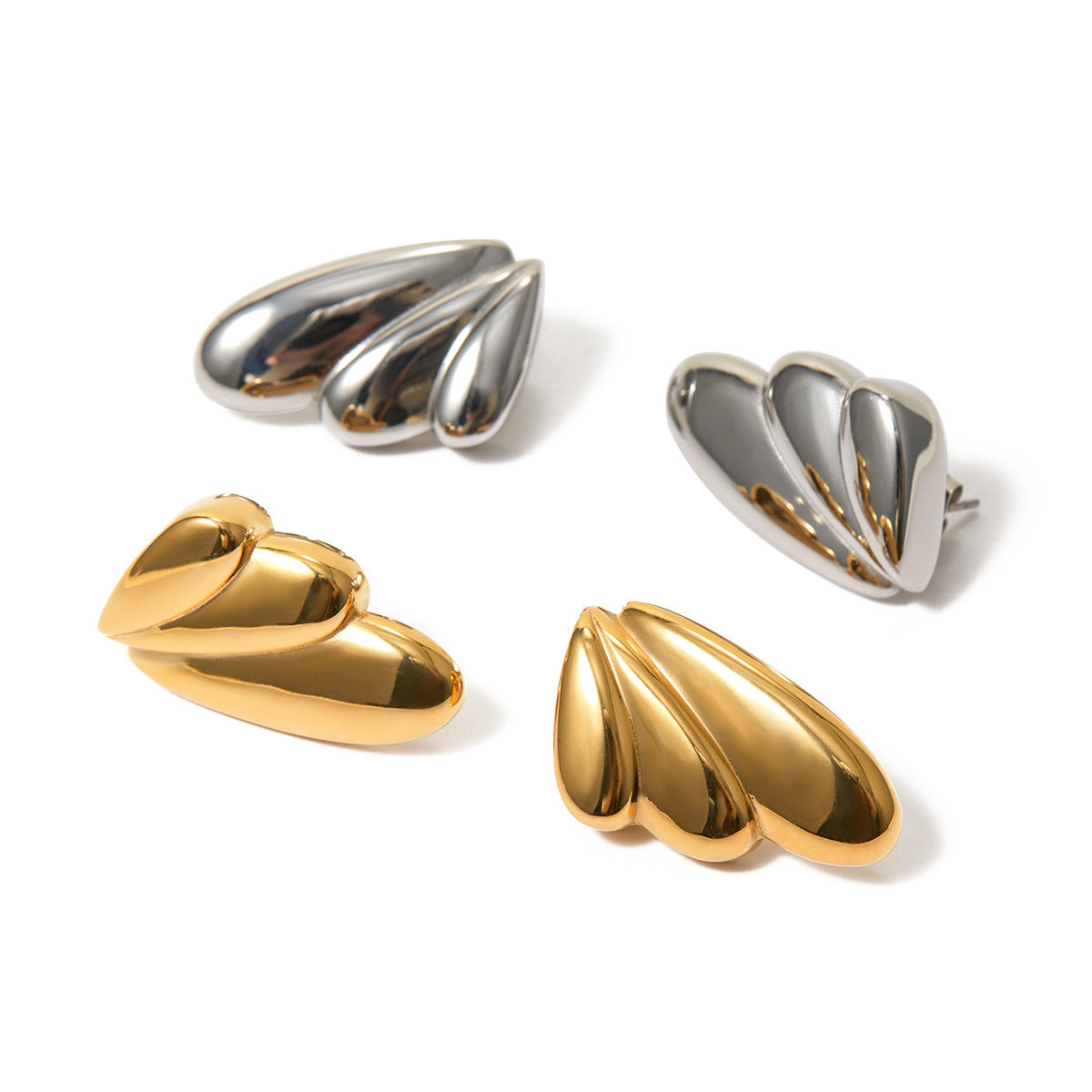 Geometry 18k Gold Stainless Steel Wing Earrings b4ff5ef6 0b8f 4782 87b9 3af6e397125d