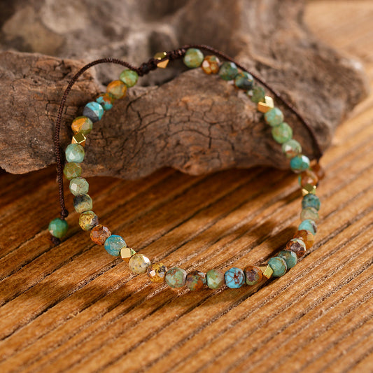 Natural African Turquoise Braided Bracelet Adjustable Bracelet b5044205 25d3 48af 891c bfbd65d95e45
