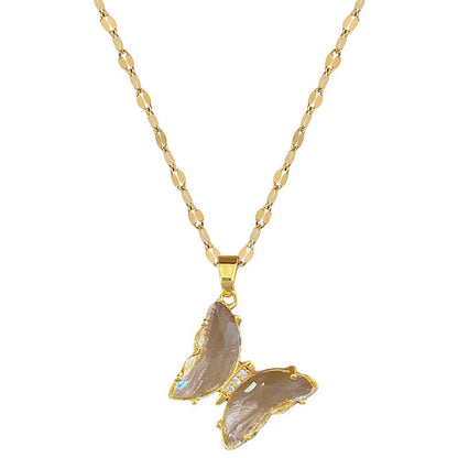 European And American Ins Crystal Zircon Butterfly Pendant Necklace b52118a0 4324 4ffd 9096 bbba511ef73d