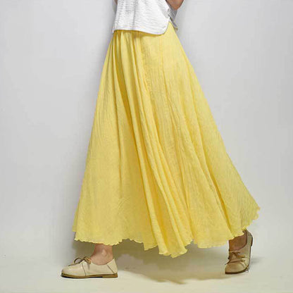 Mori Girl Art Plus Size Cotton And Linen Skirt Elastic Waist Linen A-line Skirt b53756ec b412 489f b43f d421dc417a9c
