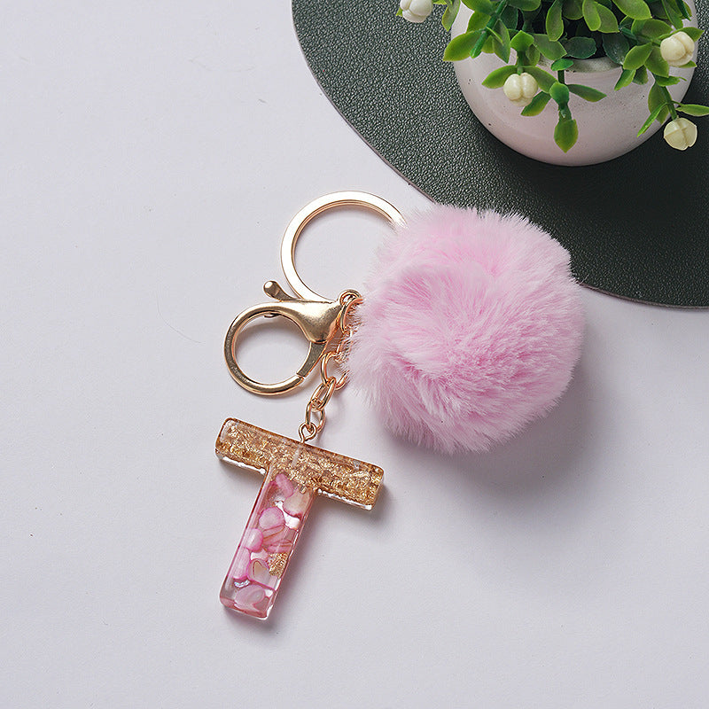 Hair Ball Pendant 26 English Letters Epoxy Keychain b5471fae 551c 4fca 8308 0e512a39573c