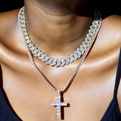 Cross 4.0mm Diamond Studded Single Row Men's Necklace b54bad97 149a 4003 9f05 401a78c49a85