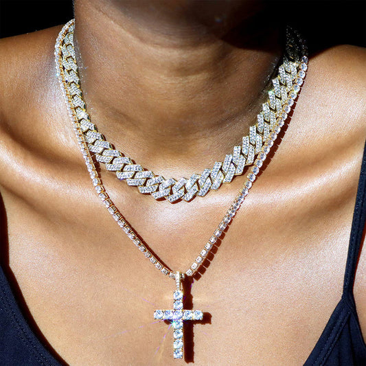 Cross 4.0mm Diamond Studded Single Row Men's Necklace b54bad97 149a 4003 9f05 401a78c49a85