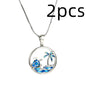 Platinum Blue Opal Turtle Palm Necklace b59716a8 aa9c 4cac bc7a 92d98898ea03