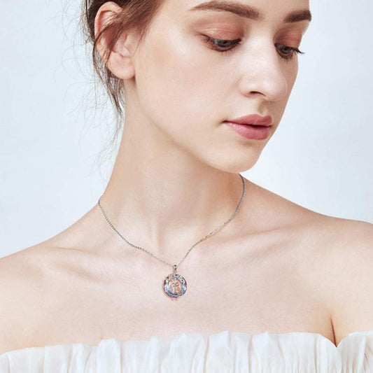 Women's Round Branch Long Hair Sisters Pendant Necklace b5a294dd caab 497b bd0d a3aac823600e