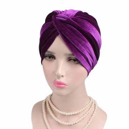 Autumn Winter Velvet Stretch Bandana Hat b5a8d4fc bd34 4da0 9c99 53cea864b402