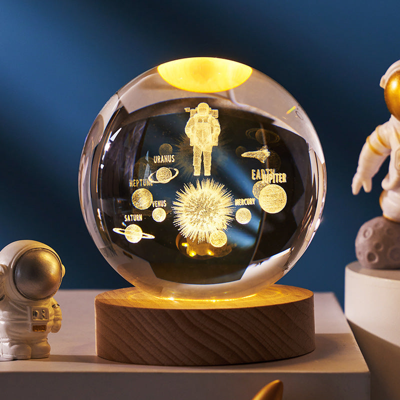 Luminous Starry Sky And Planets Moon Moon Crystal Ball Small Night Lamp Projection Ambience Light Creative Gift New Strange G