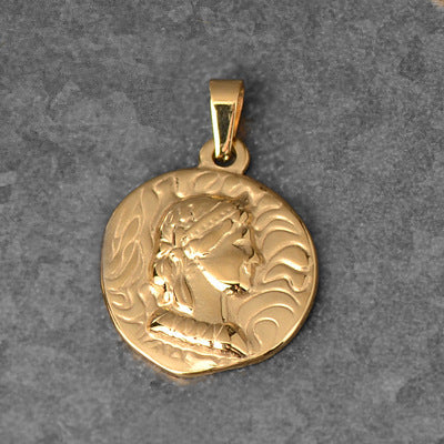 Roman Statue Gold Coin Wheat Ear Round Necklace Single Pendant b5cd0d45 345e 4b02 94d3 464c5b7af214