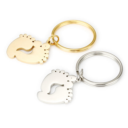 Stainless Steel Jewelry Pendant Two-color Foot Keychain Love b5d3b414 ea92 48a7 93cf 08239dccdc4f