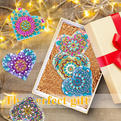 PU Leather Handmade Stick-on Crystals Flower Cornerite Bookmark