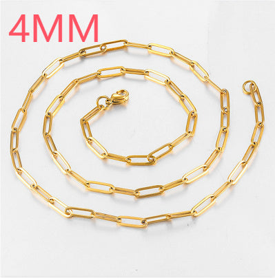 18k Gold Stainless Steel Paper Clip Clavicle Necklace Female 0 Word Chain All-match - HD Wireless Product #12