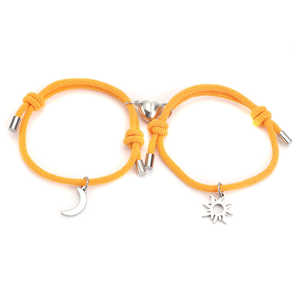 Stainless Steel Titanium Sun And Moon Pendant Couple Bracelet b608d45d 1052 4948 a5bd 7dcc84ec0b2b