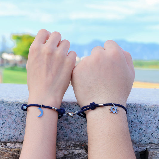 Stainless Steel Titanium Sun And Moon Pendant Couple Bracelet b60bc2d7 8aa7 48de 866e 20d137477e1c