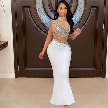See-through Rhinestone Sleeveless Women's Nightclub Evening Dress b6487720 09f6 49d8 9850 d76b754fc6c1 521f94f0 35ff 43c9 9a8
