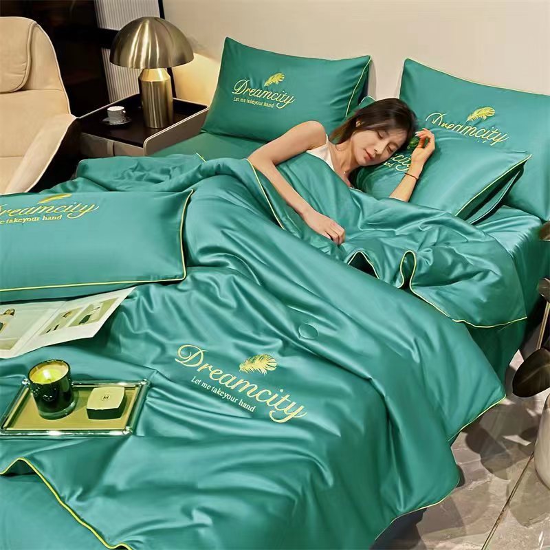 Modern Simple Washed Silk Airable Cover Ice Silk Printing And Dyeing Embroidery b65d1396 0bd7 4a04 8a63 f0180e1fbeb1