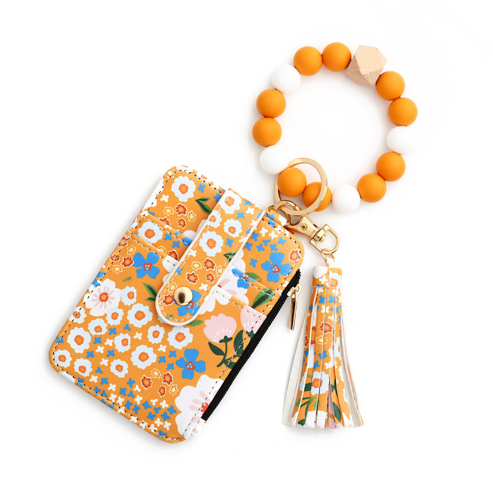 Women's Floral Print Leather Card Bag - 图片 8