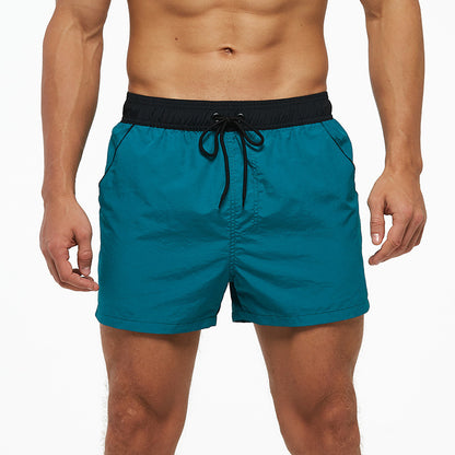 Men's Beach Pants European And American Boardshort Back Pocket Zipper Solid Color 3-point Pants Quick-drying Waterproof Linin