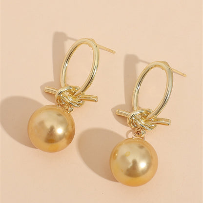 Elegant French Retro Personalized Knotted Pearl Earrings b6804352 060b 4a96 95d1 47df9eac5e7d