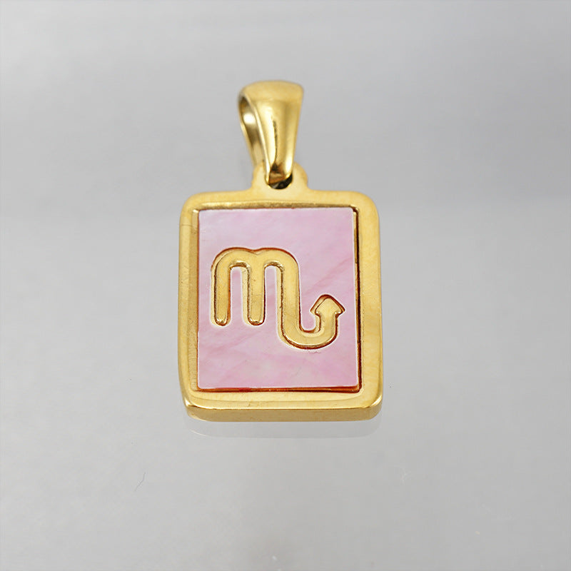Stainless Steel Square Shell Zodiac Necklace b692ff76 b325 40e9 9a37 b8d77a86236c