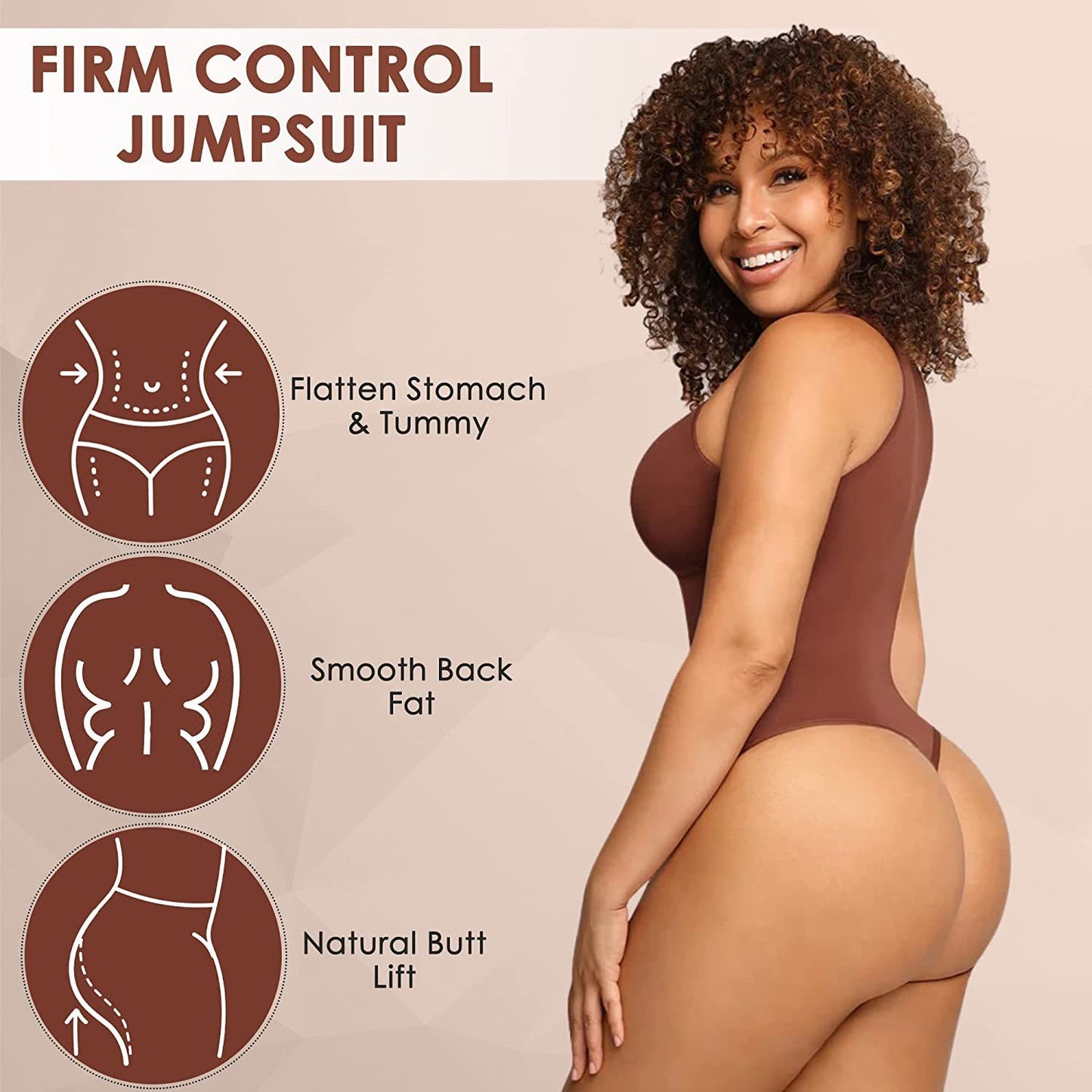 Belly Contraction Body Shaper Solid Color Round Neck Jumpsuit b693635f fe6b 4f2b 9067 fcedd69222b0
