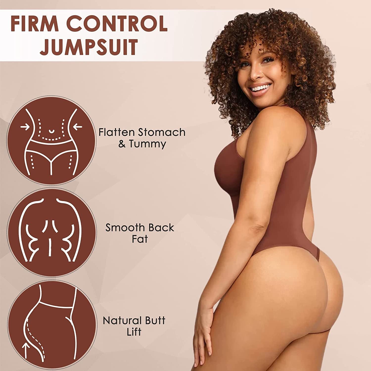 Belly Contraction Body Shaper Solid Color Round Neck Jumpsuit b693635f fe6b 4f2b 9067 fcedd69222b0