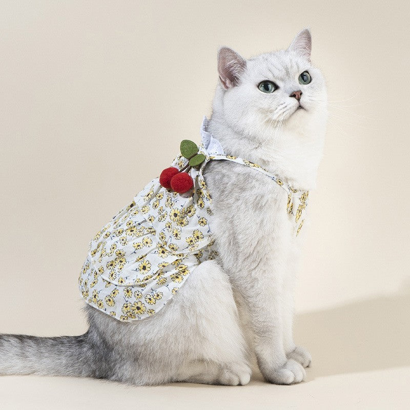 Spring And Summer Dog Clothes Cat Clothing Pet Cotton Floral Slip Dress Mesh Skirt Dress b6964c50 540a 4510 a1d0 b520e4421389