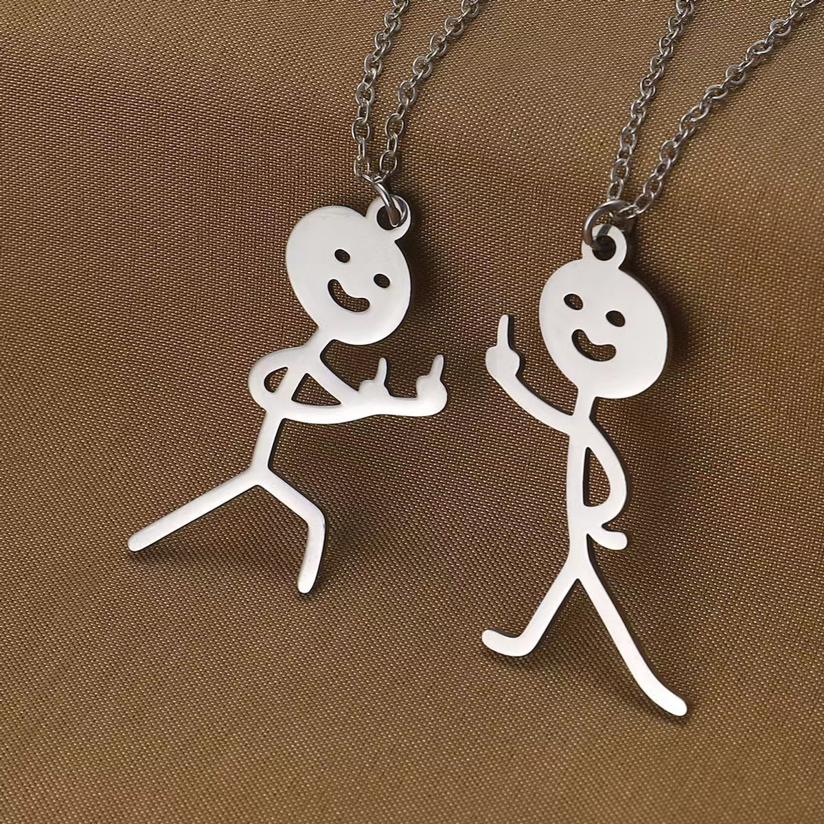 Cute Cartoon Stickman Pendant Stainless Steel Necklace b6a2eeb4 10f0 445b b2a0 97849ccbd92c