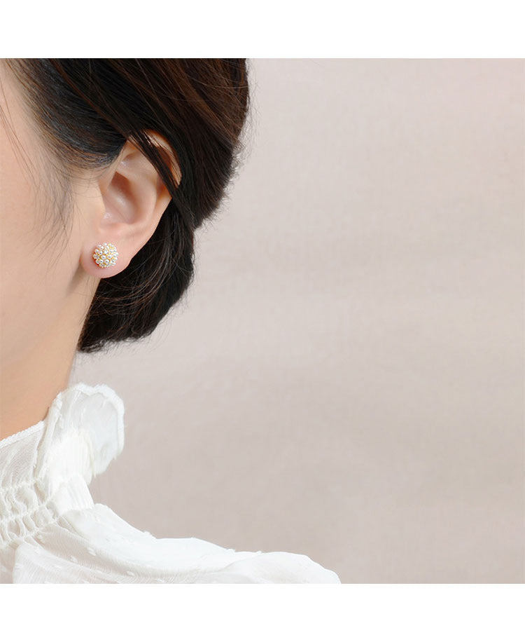 Non-piercing Pearl Rice Ball Ear Studs