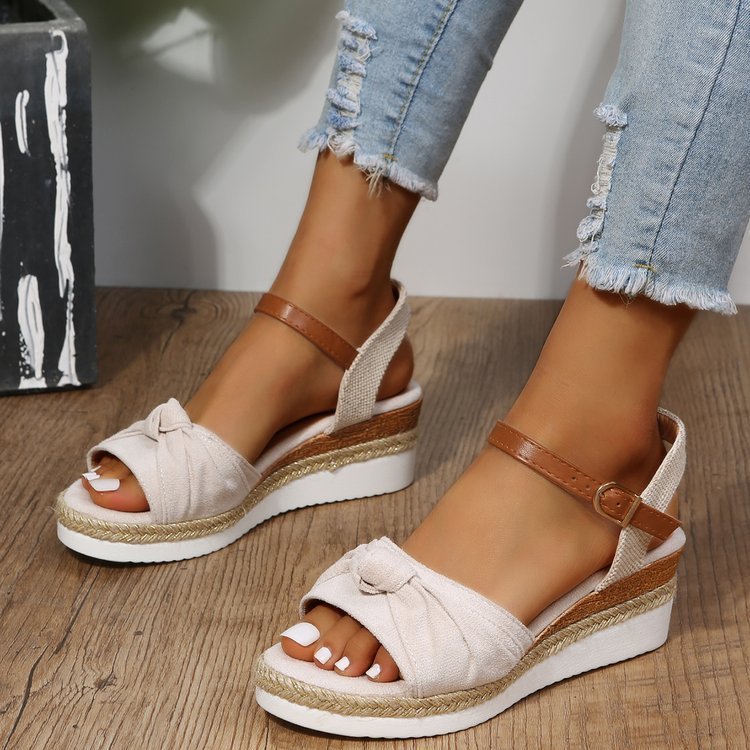 New Sandals Women's Bow Rope Bottom Lightweight Casual Women's Shoes Peep Toe Platform Sandals b6c03790 8f98 4a43 8e52 355c31