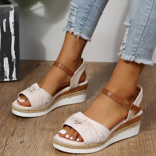 New Sandals Women's Bow Rope Bottom Lightweight Casual Women's Shoes Peep Toe Platform Sandals b6c03790 8f98 4a43 8e52 355c31