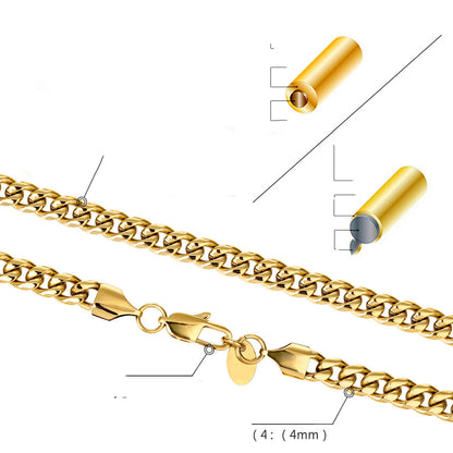 Stainless Steel Cuban Necklace Gold Vacuum Plating b6ca93f4 ad26 43b0 8757 a27f9f004f3e
