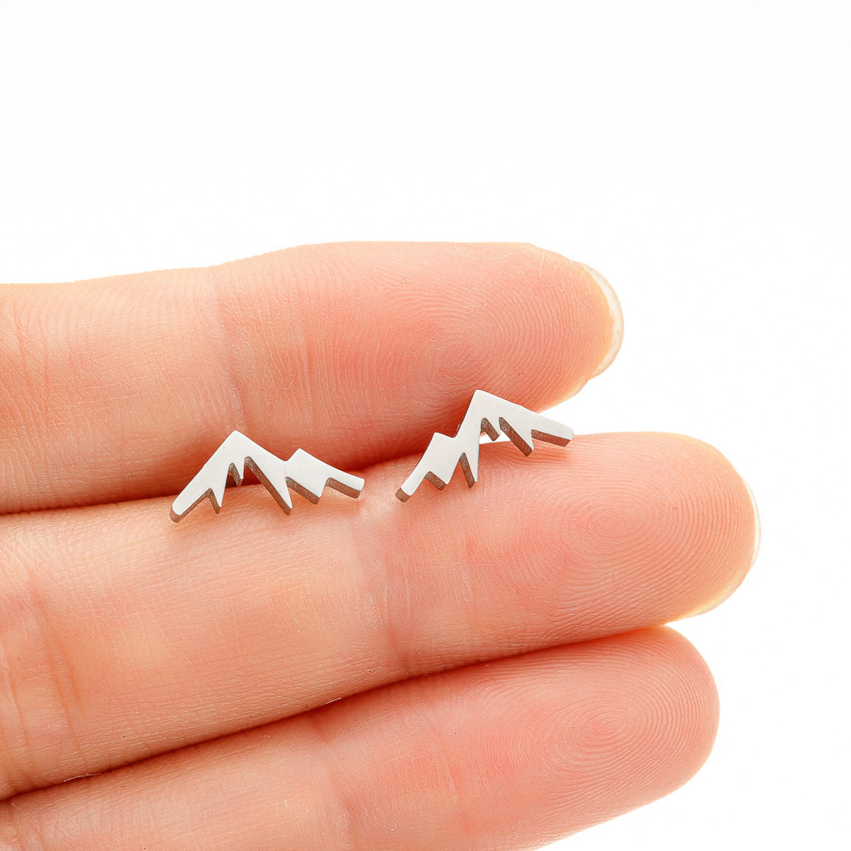 Stainless Steel Snow Mountain Mountain Stud Earrings Personality b6d5fe1c 9947 4685 b5ee 3a83407cefd4