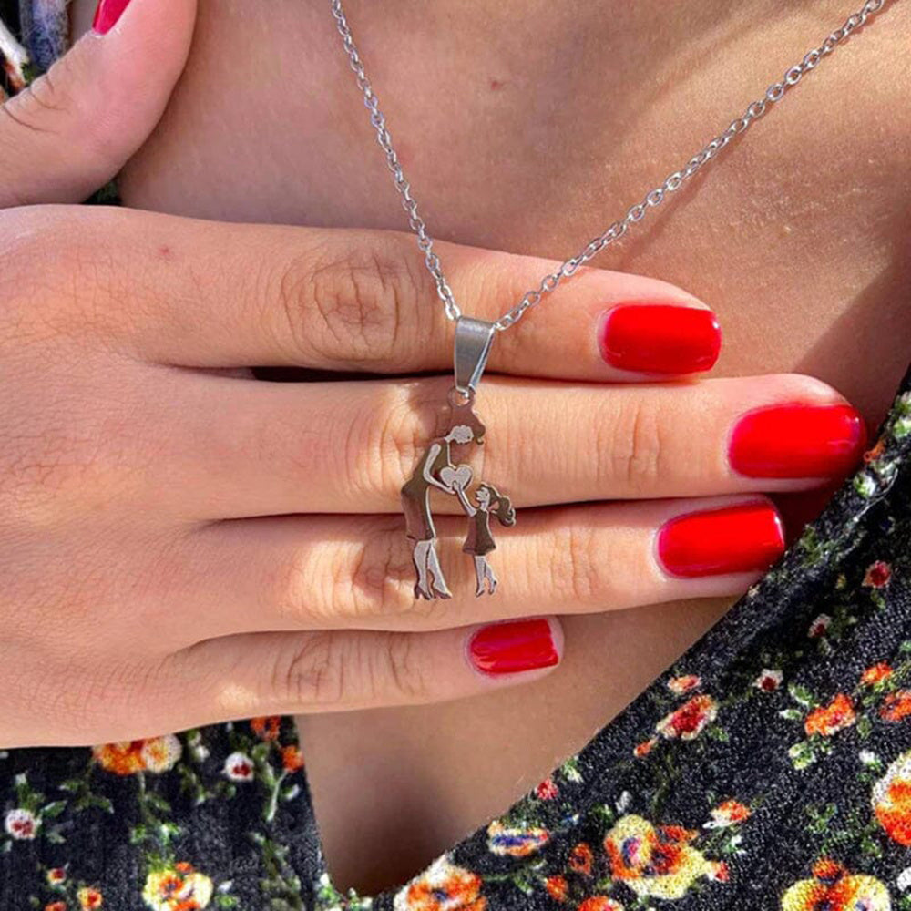 Stainless Steel Mother And Children Necklace Love Mom Son Daughter Pendant Necklace Family Gifts b6f21f0c 3463 46b9 831c 5deb