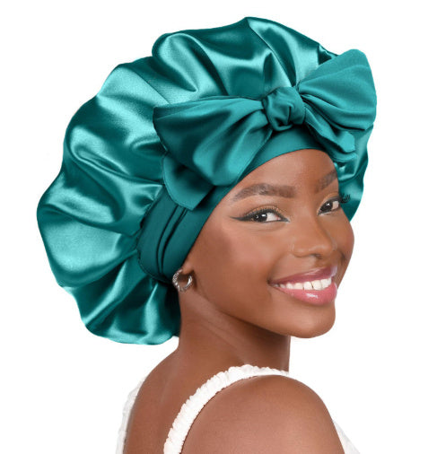 Double-layer Satin Ribbon Round Cap Bow Artificial Silk Beauty Hair Care Wide-brimmed Hat b6f61d9d 2082 4b25 af14 3a4a697de9e